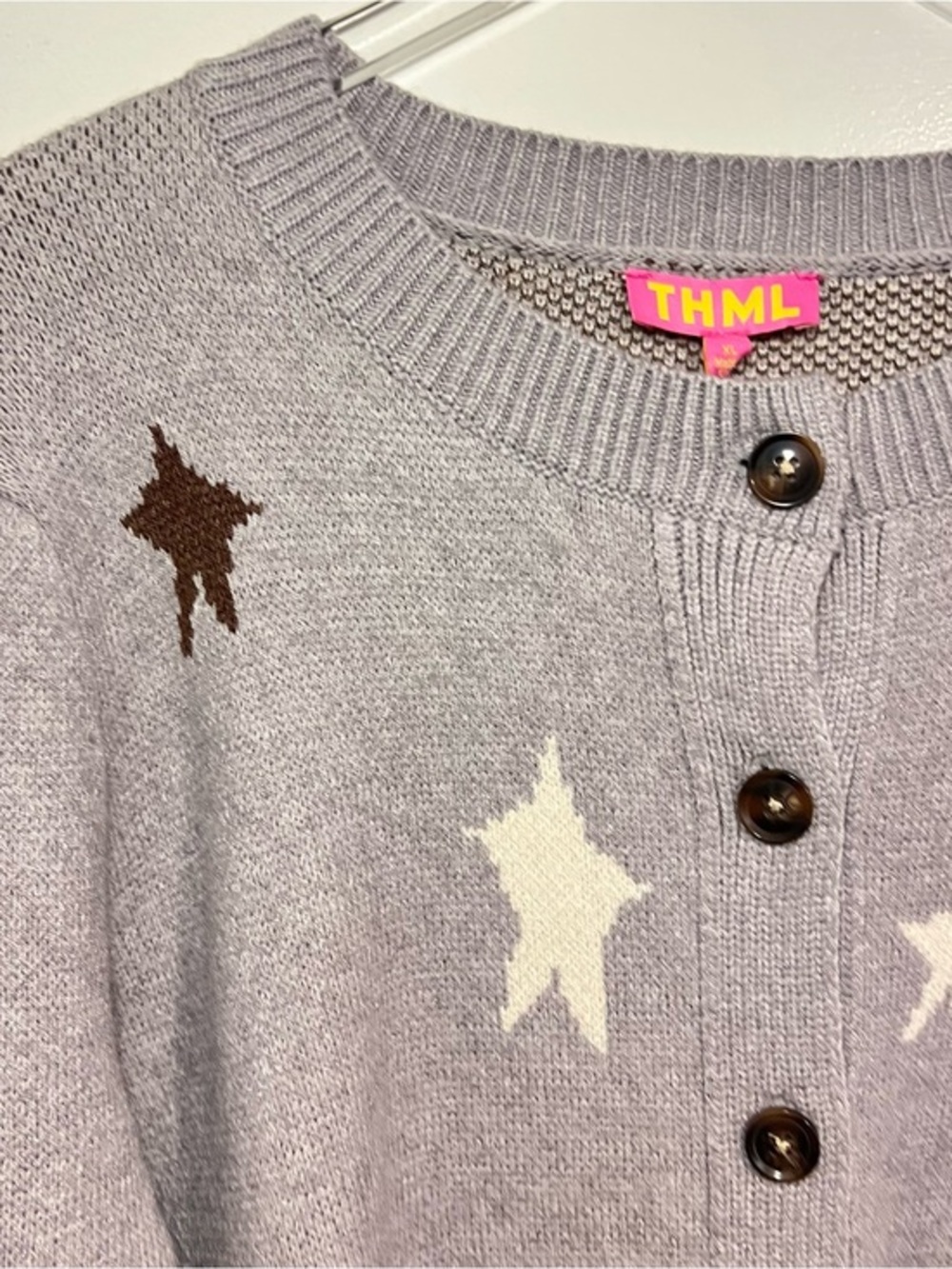 NWT Knit Cardigan BoHo Western Horse Equestrian Boots Stars Gray Brown Cream XL - Picture 5 of 16